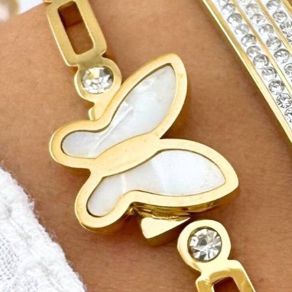 18K Gold-Plated Stainless-Steel Butterfly Bangle | 2 for $40 - Picture 7 of 7